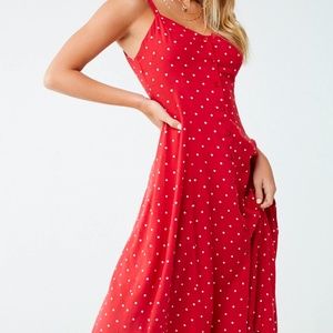 Red & White Polka Dot Cross-Back Summer Dress